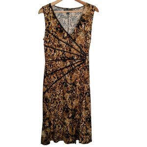 Y2K Connected Apparel Dress Size 12 Brown Black Tuscan Slimming Sleeveless